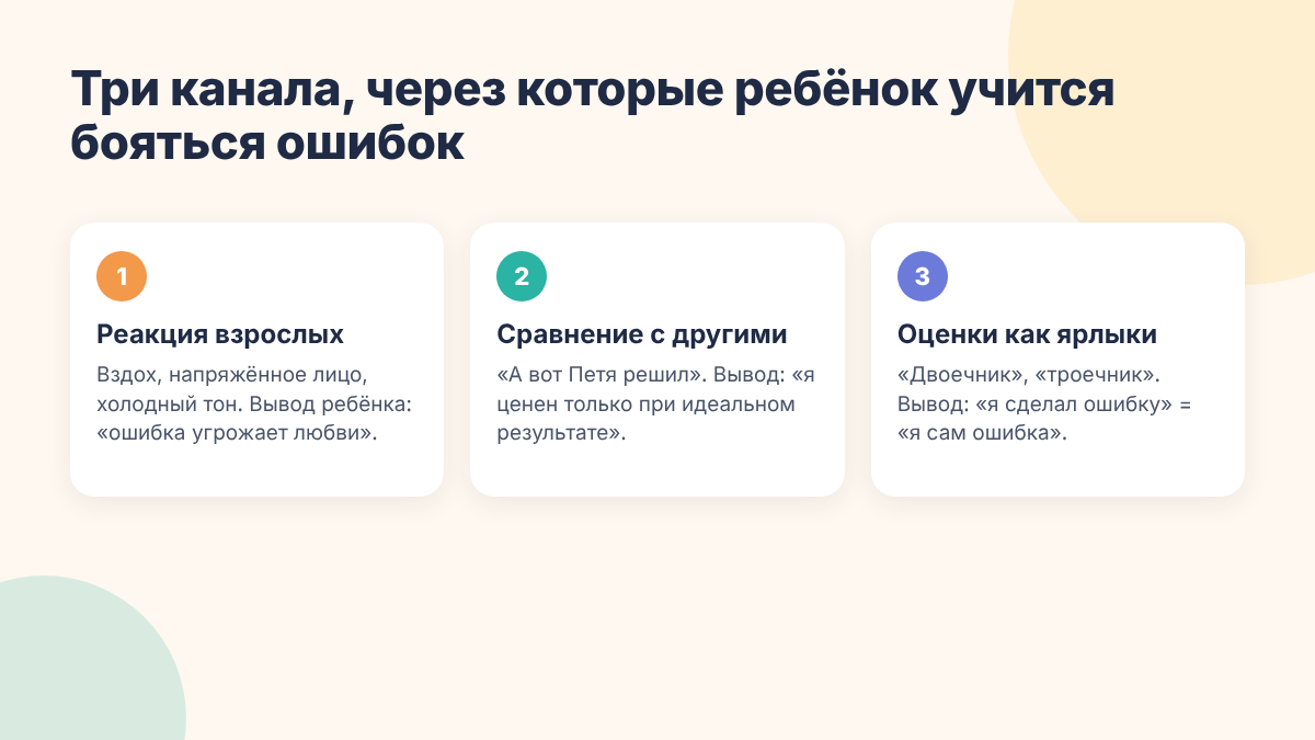 три причины, почему ребёнок боится ошибаться